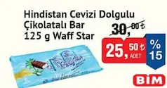 WAFF STAR HİNDİSTAN CEVİZİ DOLGULU ÇİKOLATALI BAR 125 G WAFF STAR HİNDİSTAN CEVİZİ DOLGULU ÇİKOLATALI BAR 125 G